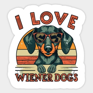 "I LOVE Wiener Dogs" Retro Tee | Vintage Style Dachshund Shirt | Perfect Gift for Dog Lovers | Doxie Tee | Cute Puppy Sticker